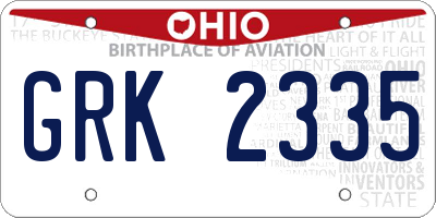 OH license plate GRK2335