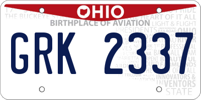 OH license plate GRK2337