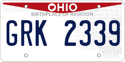 OH license plate GRK2339