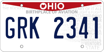 OH license plate GRK2341