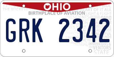 OH license plate GRK2342