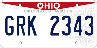 OH license plate GRK2343