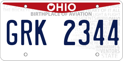 OH license plate GRK2344