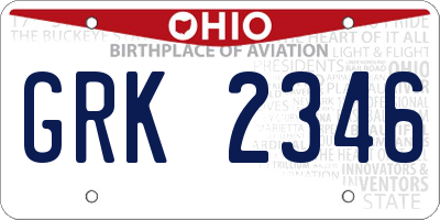 OH license plate GRK2346