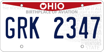 OH license plate GRK2347