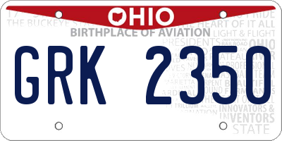 OH license plate GRK2350