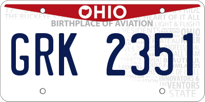 OH license plate GRK2351