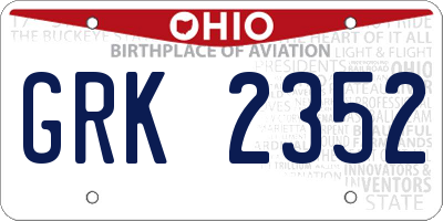 OH license plate GRK2352