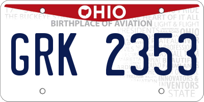 OH license plate GRK2353