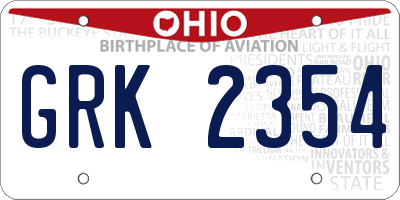 OH license plate GRK2354