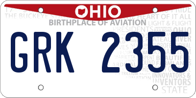 OH license plate GRK2355