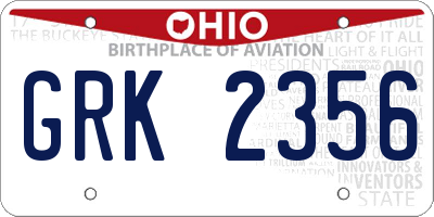 OH license plate GRK2356