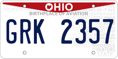OH license plate GRK2357