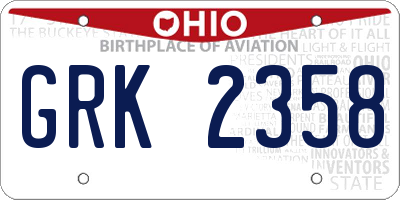 OH license plate GRK2358