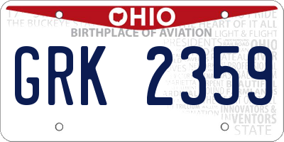 OH license plate GRK2359