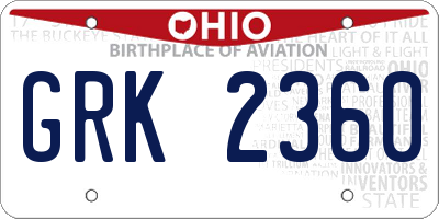 OH license plate GRK2360