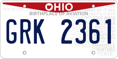 OH license plate GRK2361