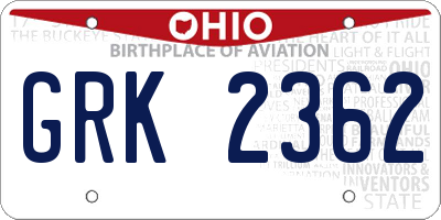 OH license plate GRK2362