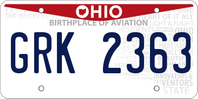 OH license plate GRK2363