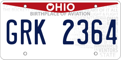 OH license plate GRK2364