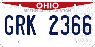 OH license plate GRK2366