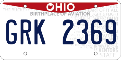 OH license plate GRK2369