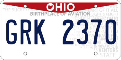 OH license plate GRK2370