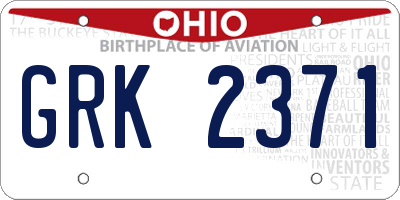 OH license plate GRK2371