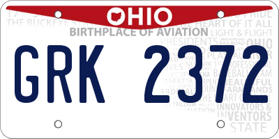 OH license plate GRK2372