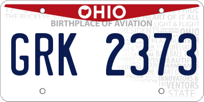 OH license plate GRK2373