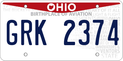 OH license plate GRK2374