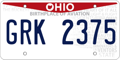 OH license plate GRK2375