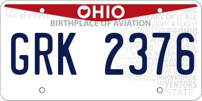 OH license plate GRK2376