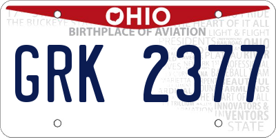 OH license plate GRK2377