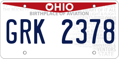 OH license plate GRK2378