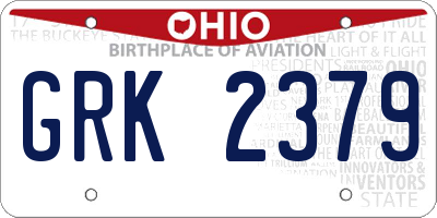 OH license plate GRK2379