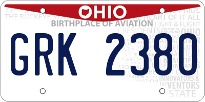 OH license plate GRK2380