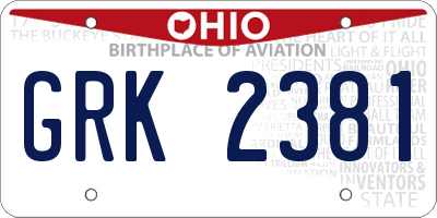 OH license plate GRK2381