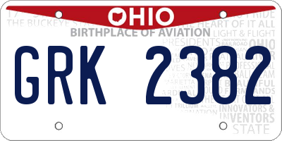 OH license plate GRK2382