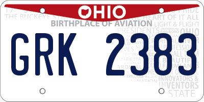 OH license plate GRK2383