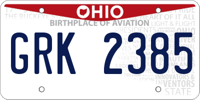 OH license plate GRK2385