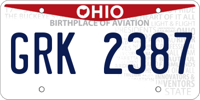 OH license plate GRK2387