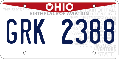 OH license plate GRK2388