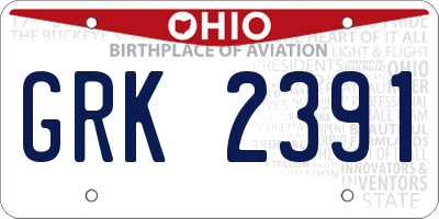 OH license plate GRK2391