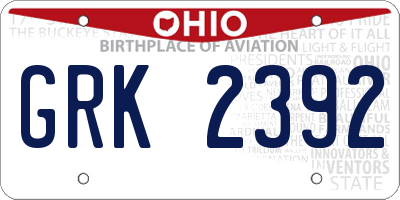 OH license plate GRK2392