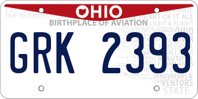 OH license plate GRK2393