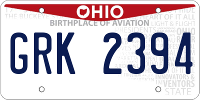 OH license plate GRK2394