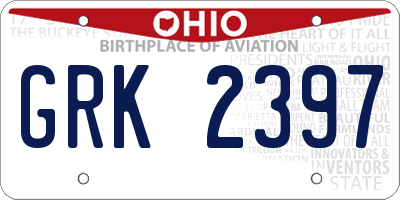 OH license plate GRK2397