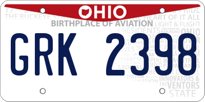 OH license plate GRK2398