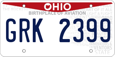 OH license plate GRK2399